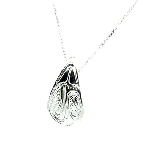 Pendant - Sterling Silver - Small - Teardrop - Hummingbird