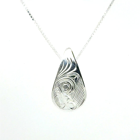 Pendant - Sterling Silver - Small - Teardrop - Wolf