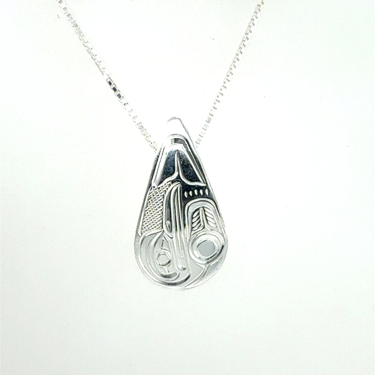 Pendant - Sterling Silver - Small - Teardrop - Hummingbird