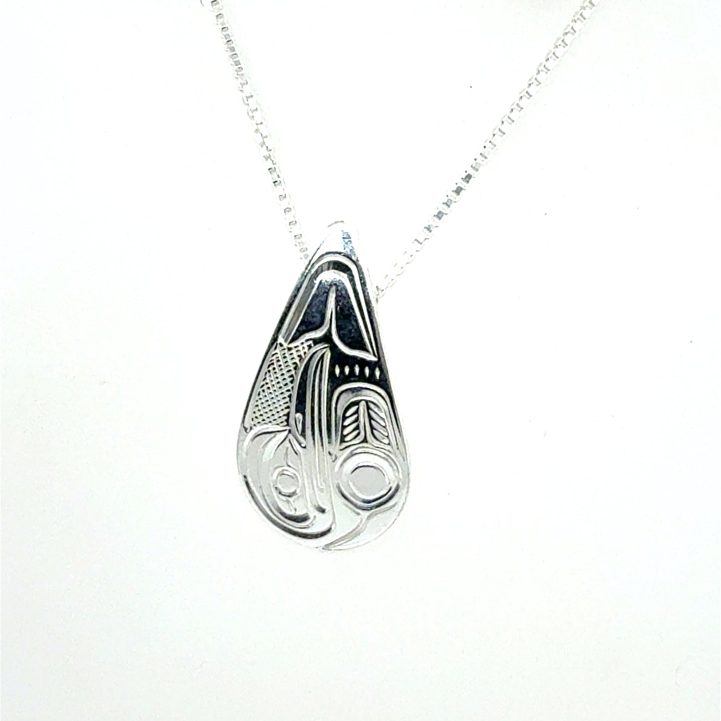 Pendant - Sterling Silver - Small - Teardrop - Hummingbird