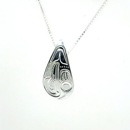 Pendant - Sterling Silver - Small - Teardrop - Hummingbird