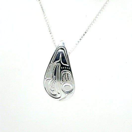 Pendant - Sterling Silver - Small - Teardrop - Hummingbird