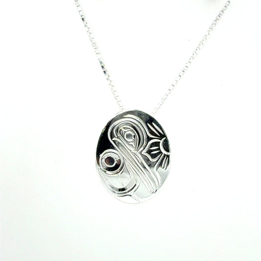 Pendant - Sterling Silver - Small - Oval - Hummingbird
