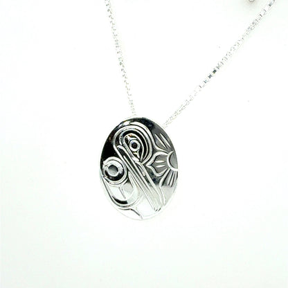 Pendant - Sterling Silver - Small - Oval - Hummingbird