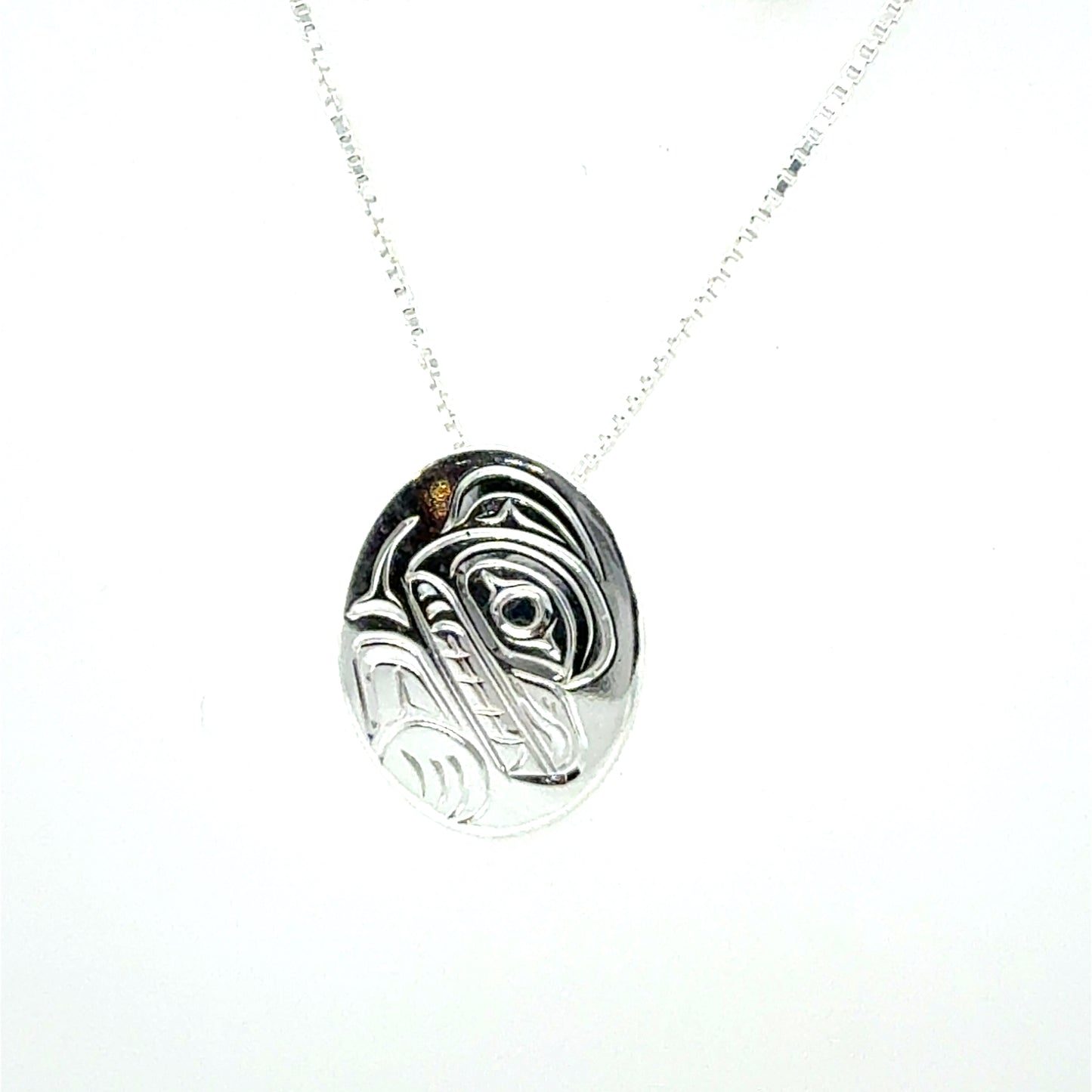Pendant - Sterling Silver - Small - Oval - Bear