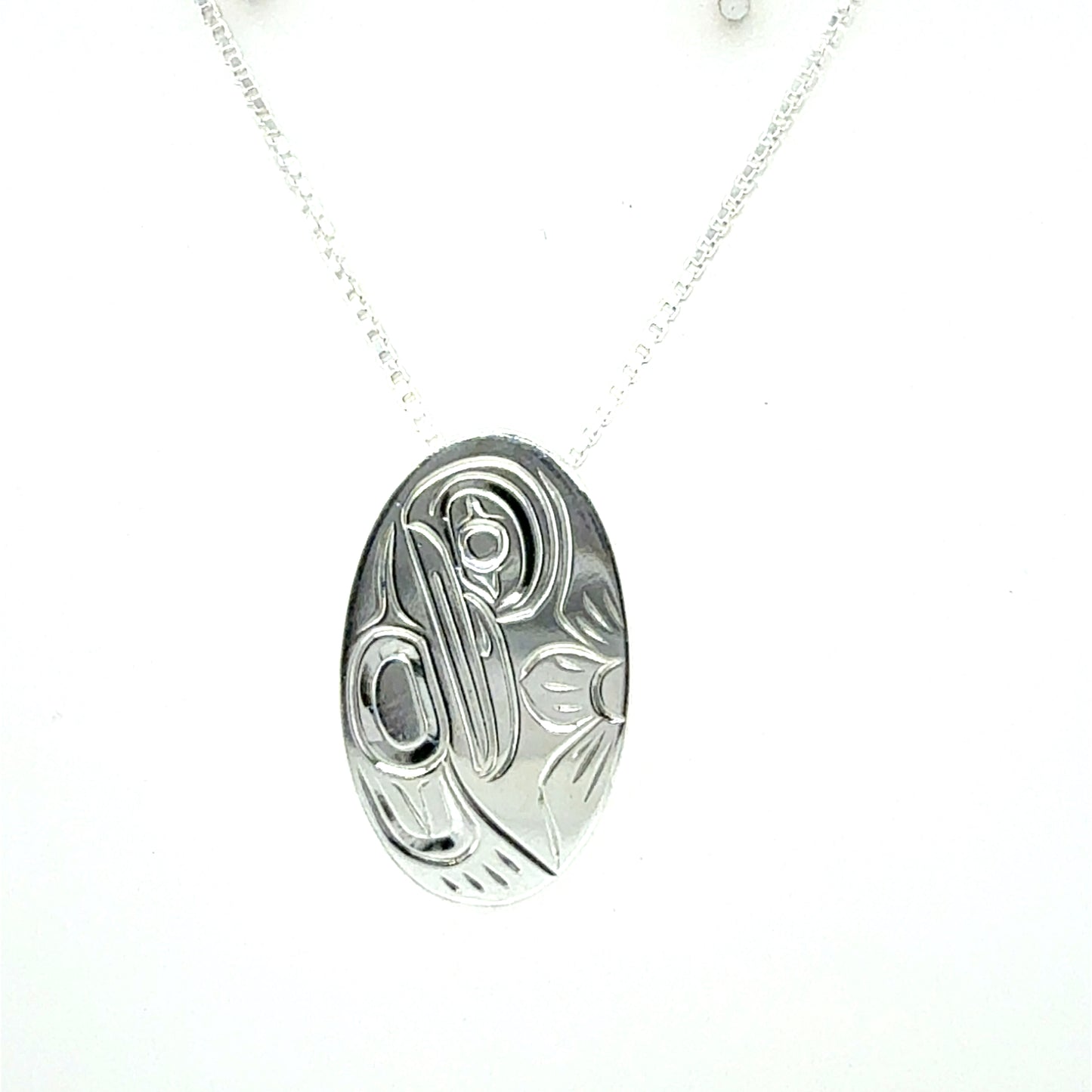 Pendant - Sterling Silver - Small - Oval - Hummingbird