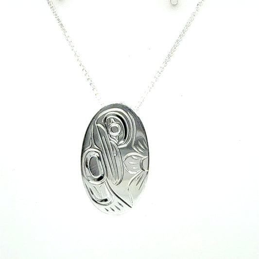 Pendant - Sterling Silver - Small - Oval - Hummingbird