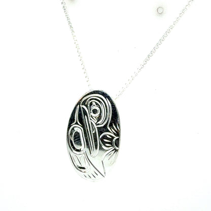 Pendant - Sterling Silver - Small - Oval - Hummingbird