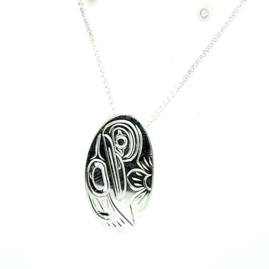 Pendant - Sterling Silver - Small - Oval - Hummingbird