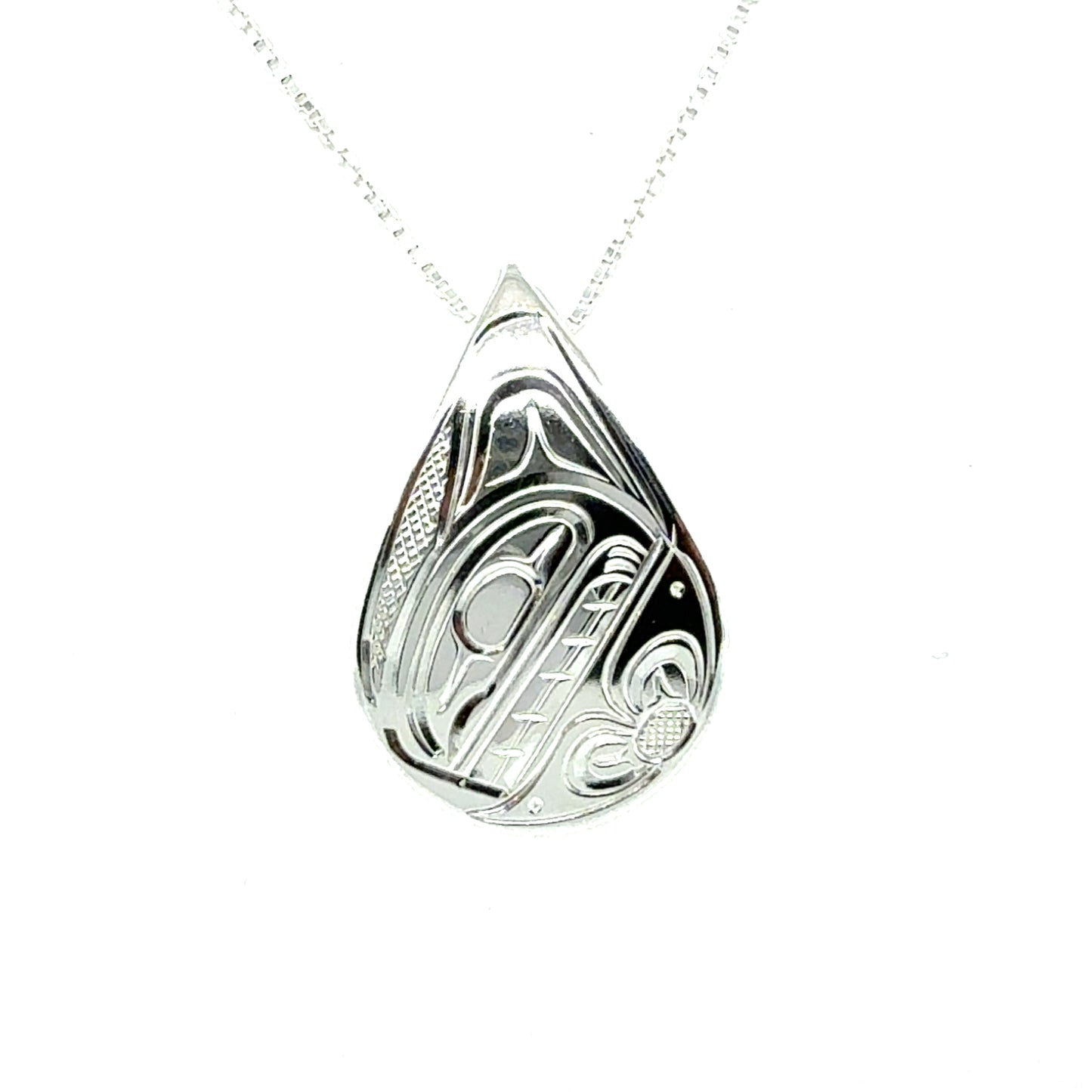 Pendant - Sterling Silver - Medium - Teardrop - Orca