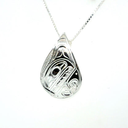 Pendant - Sterling Silver - Medium - Teardrop - Orca