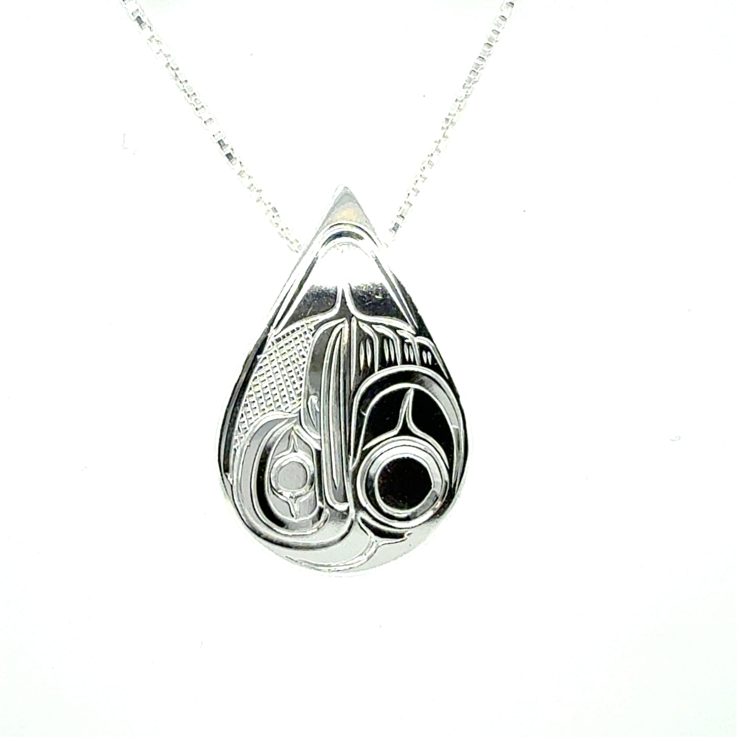 Pendant - Sterling Silver - Medium - Teardrop - Hummingbird