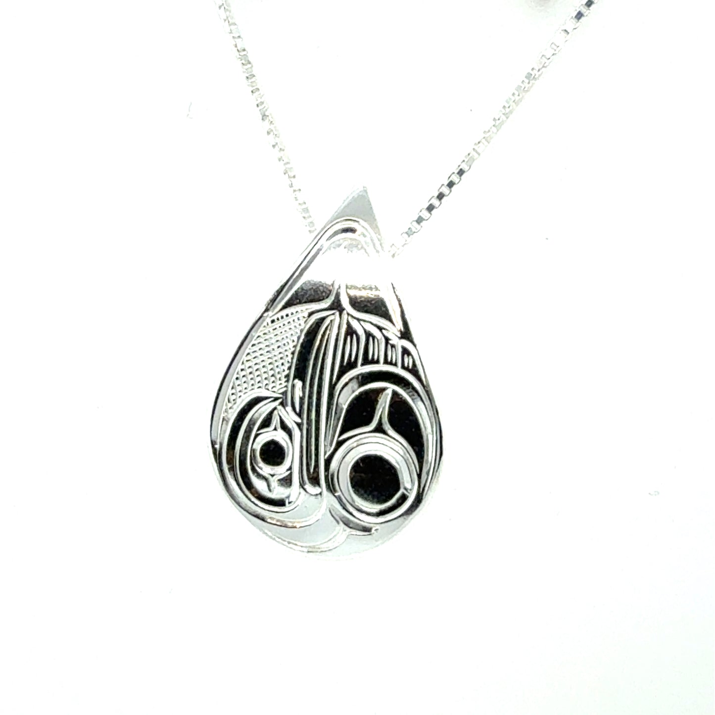 Pendant - Sterling Silver - Medium - Teardrop - Hummingbird