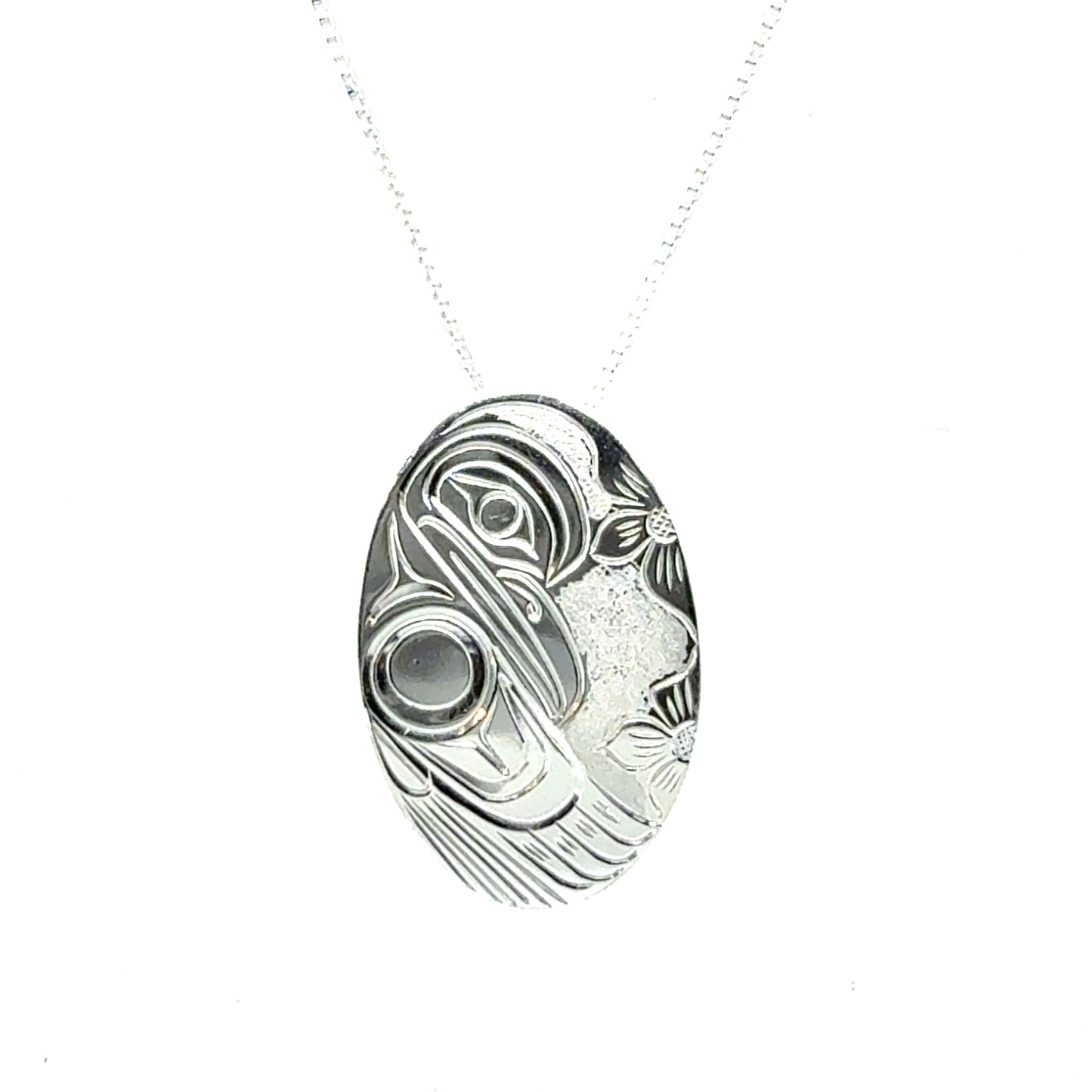Pendant - Sterling Silver - Medium - Oval - Hummingbird