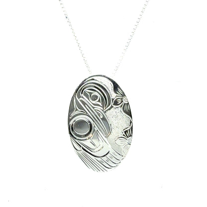 Pendant - Sterling Silver - Medium - Oval - Hummingbird