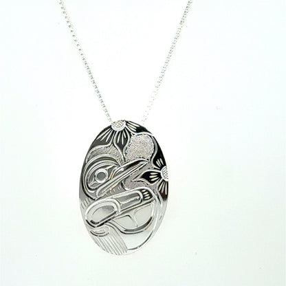 Pendant - Sterling Silver - Medium - Oval - Hummingbird