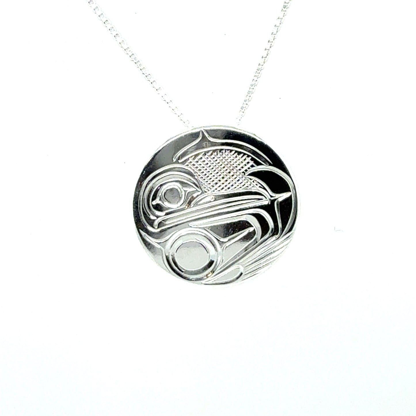 Pendant - Sterling Silver - Medium - Round - Hummingbird