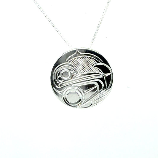 Pendant - Sterling Silver - Medium - Round - Hummingbird