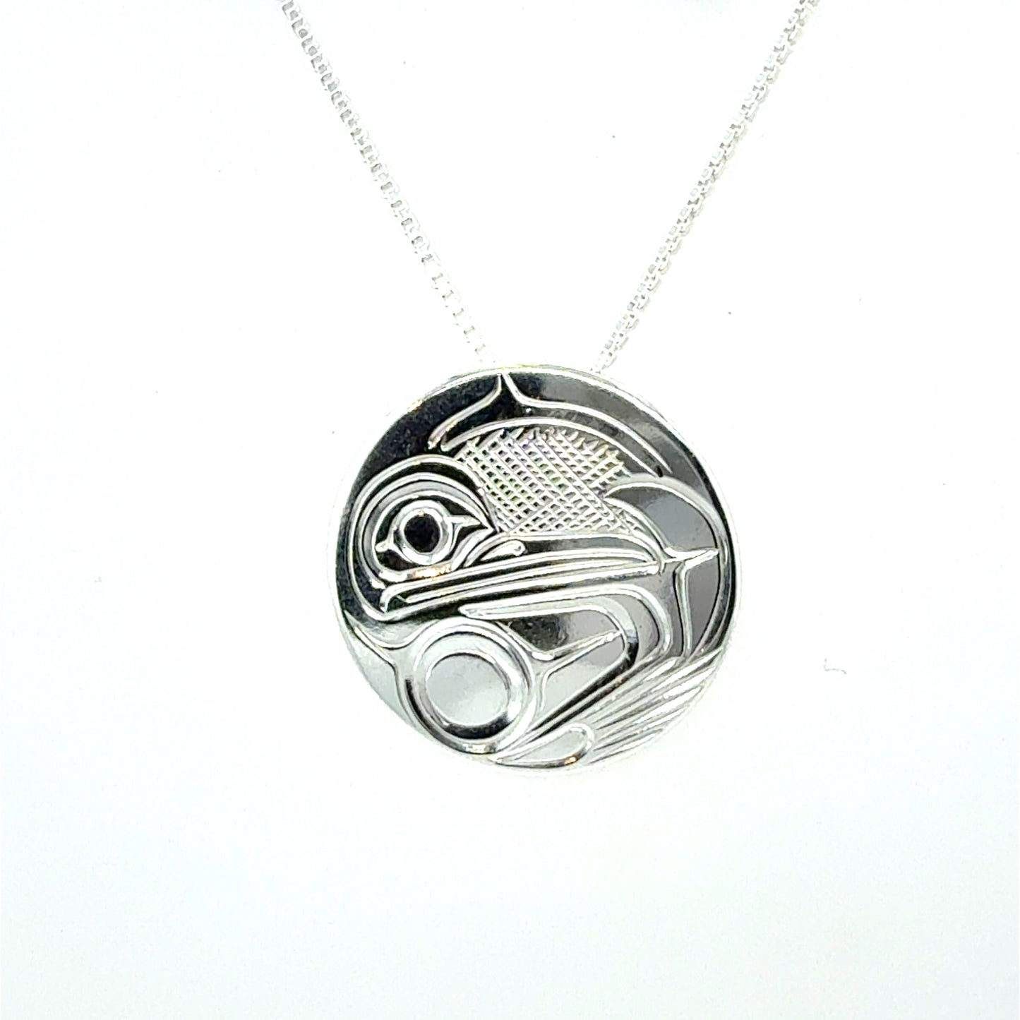 Pendant - Sterling Silver - Medium - Round - Hummingbird