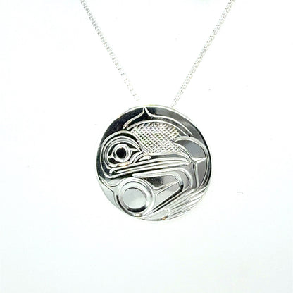 Pendant - Sterling Silver - Medium - Round - Hummingbird