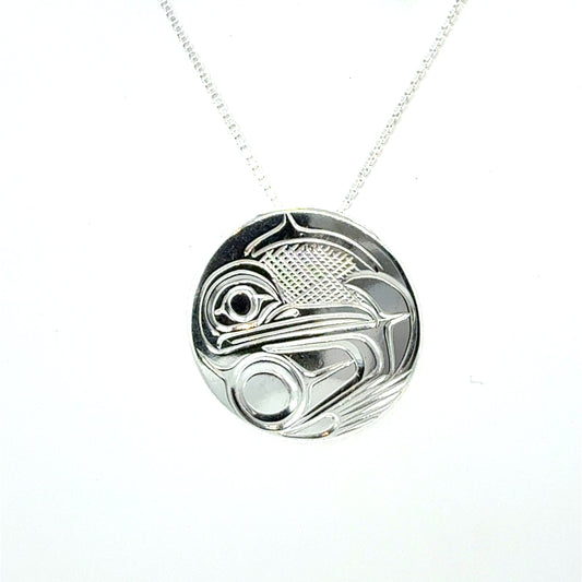 Pendant - Sterling Silver - Medium - Round - Hummingbird