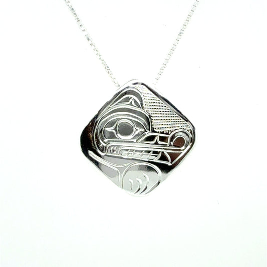 Pendant - Sterling Silver - Medium - Diamond - Wolf