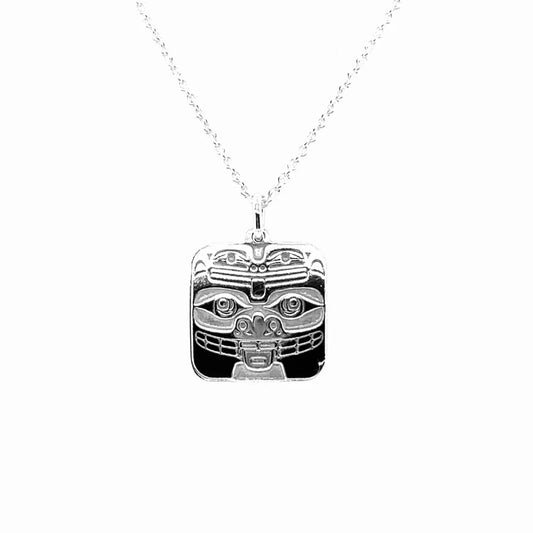 Pendant - Sterling Silver - Square - Bear & Frog - Mini - 15mm