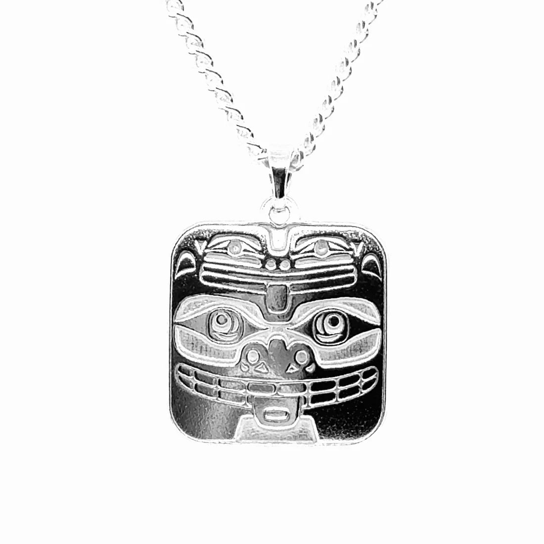 Pendant - Sterling Silver - Square - Bear & Frog - Small - 20mm