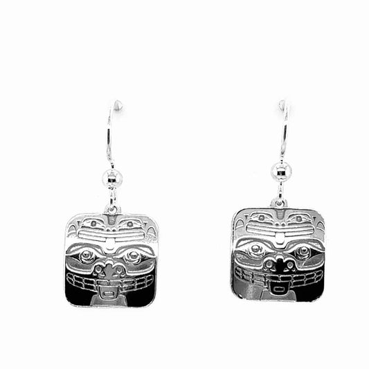 Earrings - Sterling Silver - Drop - Square - Bear & Frog - Small - 15mm