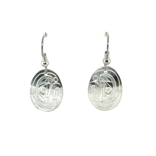 Earrings - Sterling Silver - Oval - Orca