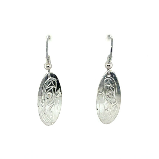 Earrings - Sterling Silver - Oval - Raven