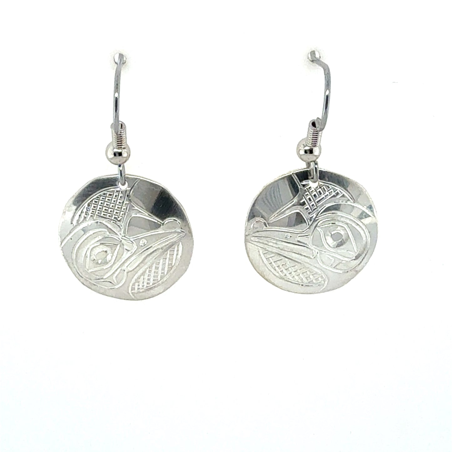 Earrings - Sterling Silver - Round - Hummingbird