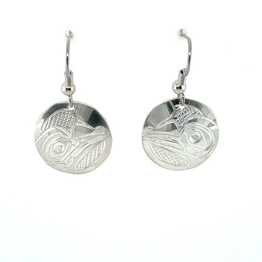 Earrings - Sterling Silver - Round - Hummingbird