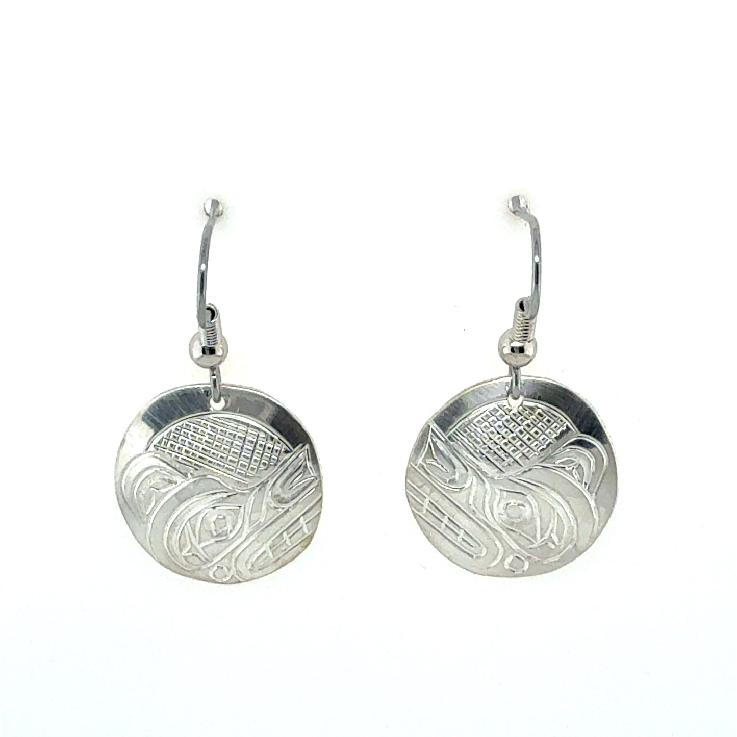 Earrings - Sterling Silver - Round - Wolf
