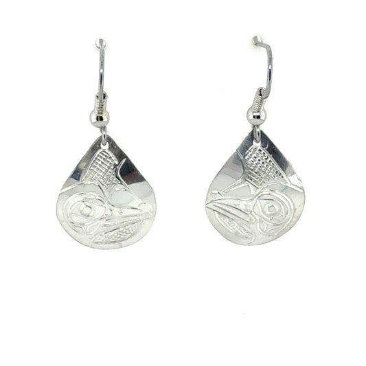 Earrings - Sterling Silver - Teardrop - Hummingbird