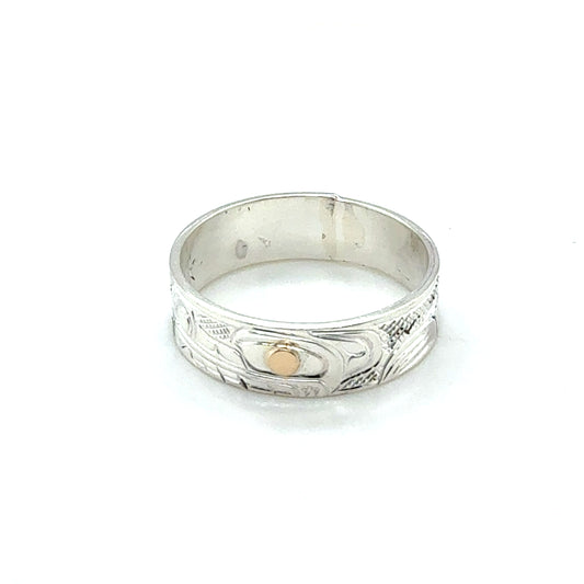 Ring - Gold & Silver - 1/4" - Wolf - Size 11.5