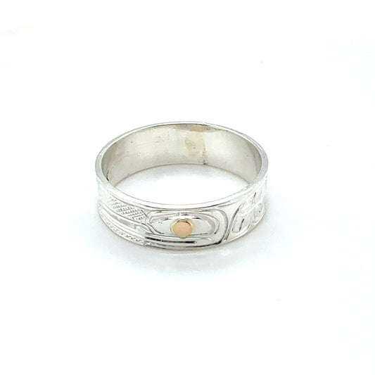 Ring - Gold & Silver - 1/4" - Hummingbird - Size 10
