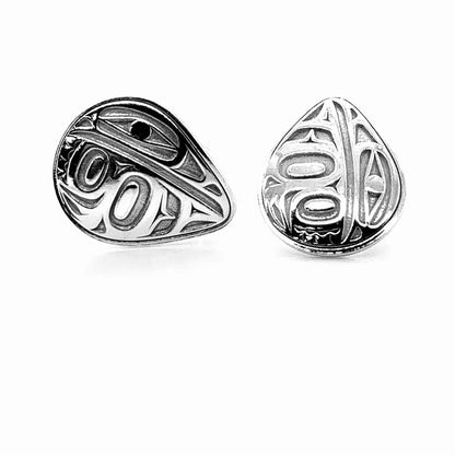 Earrings - Sterling Silver - Stud - Raven - Teardrop - 17mm