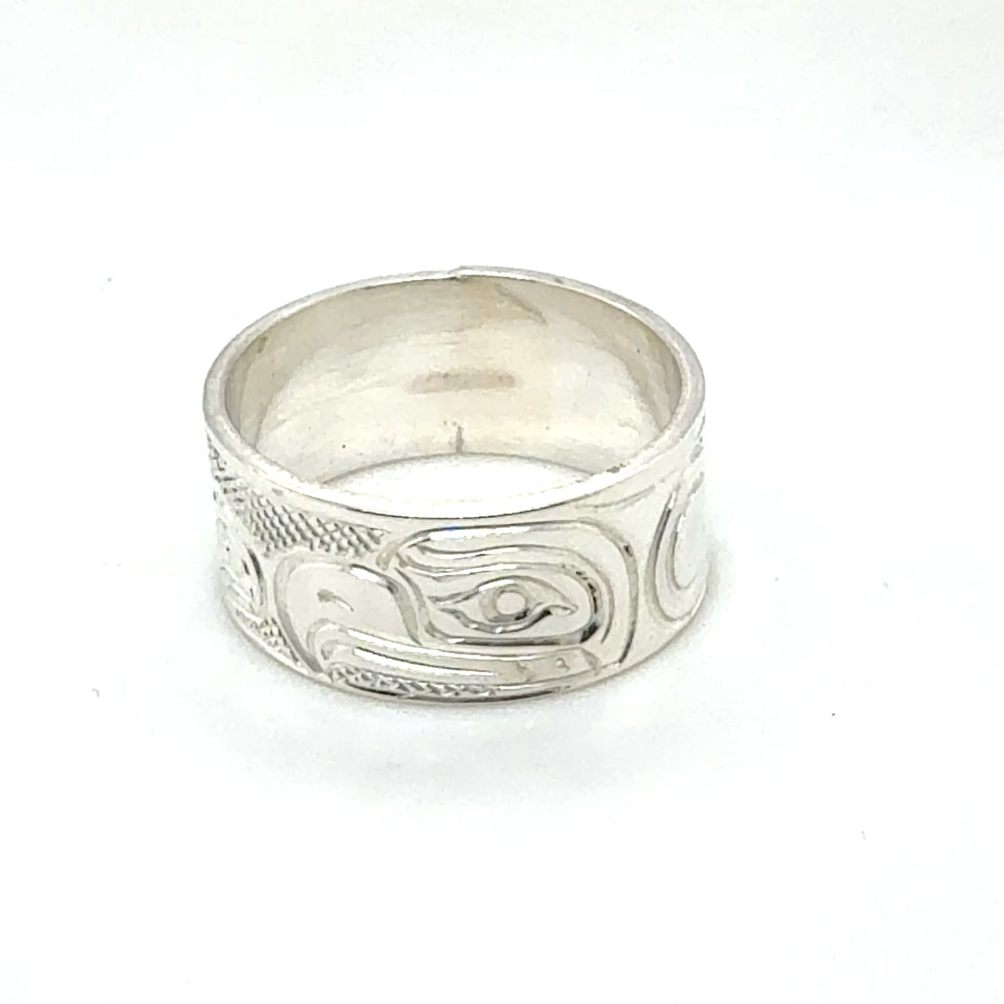 Ring - Sterling Silver - 5/16" - Eagle & Salmon - SIze 6