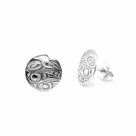 Earrings - Sterling Silver - Stud - Hummingbird -  Round - 12mm