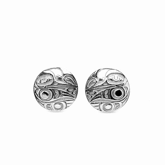 Earrings - Sterling Silver - Stud - Hummingbird -  Round - 12mm