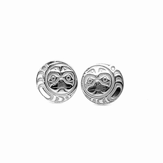 Earrings - Sterling Silver - Stud - Moon -  Round - 12mm