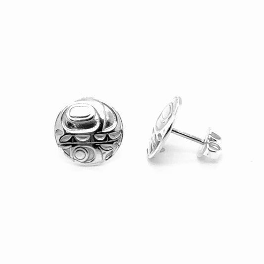 Earrings - Sterling Silver - Stud - Orca -  Round - 12mm