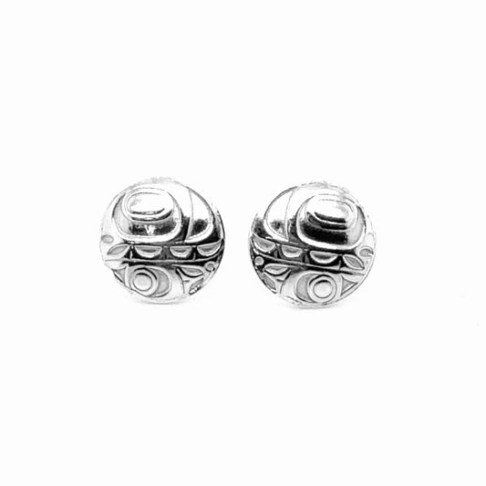 Earrings - Sterling Silver - Stud - Orca -  Round - 12mm