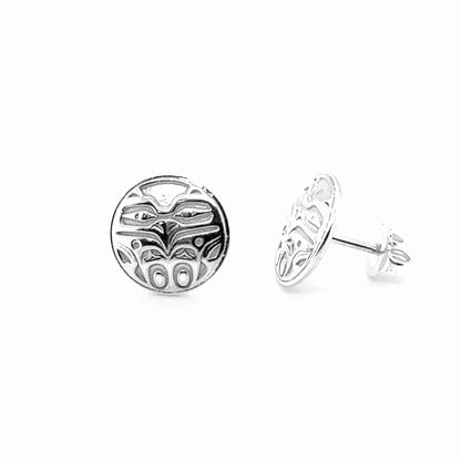 Earrings - Sterling Silver - Stud - Eagle Front -  Round - 12mm