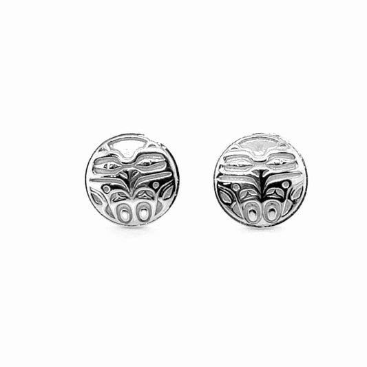 Earrings - Sterling Silver - Stud - Eagle Front -  Round - 12mm