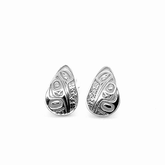 Earrings - Sterling Silver - Stud - Hummingbird -  Teardrop - 14mm