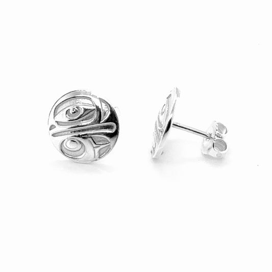 Earrings - Sterling Silver - Stud - Eagle -  Round - 12mm