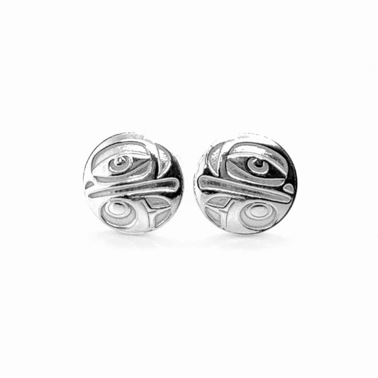 Earrings - Sterling Silver - Stud - Eagle -  Round - 12mm