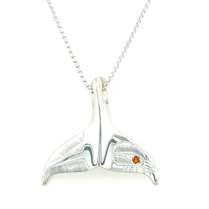 Pendant - Sterling Silver - Whale Tail with Citrine